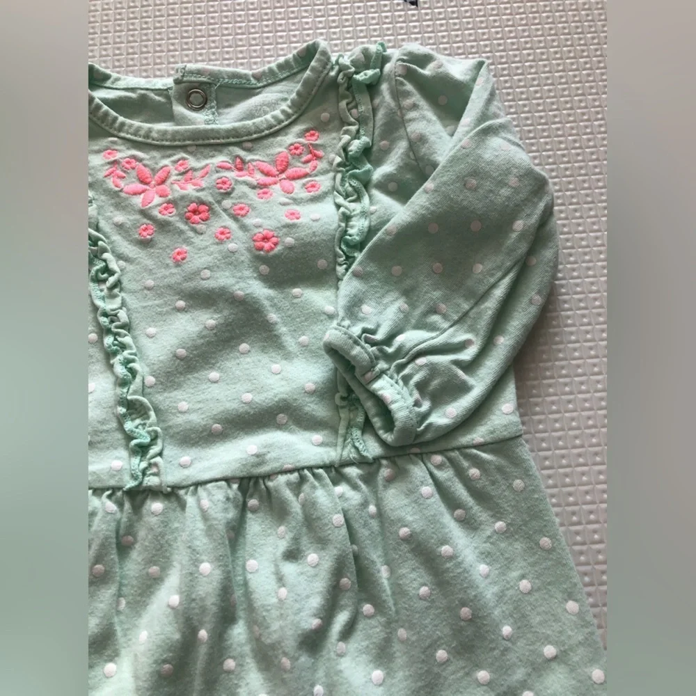 Carter’s|Baby girl long sleeve jumpsuit in polka dot & floral ruffle detail•••